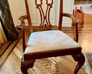 2. 8 Hickory White Chippendale Chairs 5- 2 Arm (26" x 21" x 41") 6 Side (25" x 21" x 41")