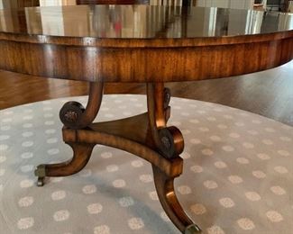 12. Maitland-Smith Pedestal Table w/ Brass Feet on Casters (48" x 32")