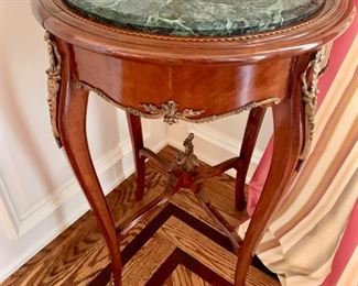 30. Accent Table w/ Bronze Accent and Stone Top (21" x 31")