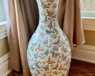 54. Porcelain Butterfly Vase (30")