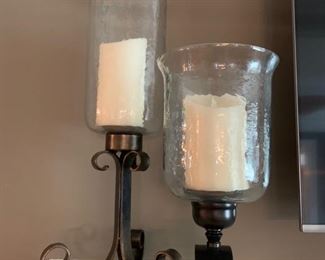 73. Pair of Candle Holders w/ Luminara Candles (10" x 24")