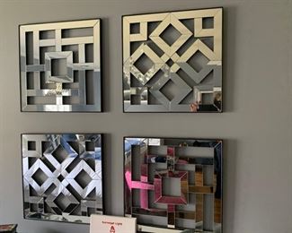 136. Set of 4 Geometric Mirror Wall Art (16" x 16")