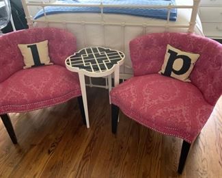131. Pair of Pink Tufted Back Chairs w/ Nailhead Detail (25" x 23" x 30")