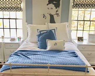 130. White Metal Full Bed                                                                135. Audrey Hepburn Canvas (36" x 35")