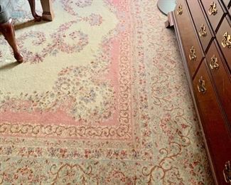 183. Cream, Pink and Blue Oriental Rug (14'2" x 11'6")