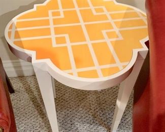 240. White and Gold Decorative Accent Table (17" x 17" x 23")