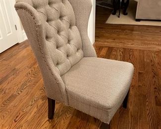 Pair of Tufted Wingback Captain Chairs from Arhaus 