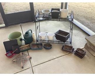 Black Metal Plant Stand and Pots Bonsai Passion