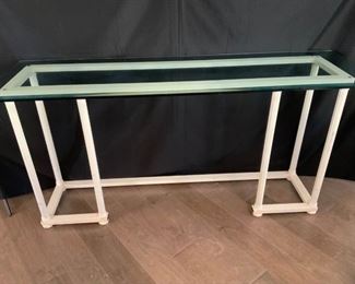 Glass Top White Frame Console Table