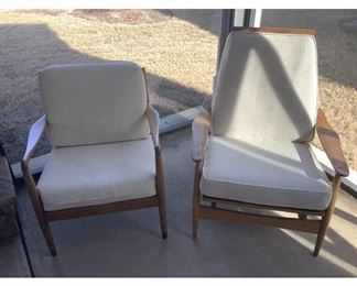 MidCentury Modern Cream and Wood Chairs