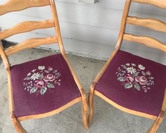 Rose Needlepoint Chairs