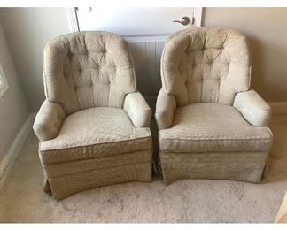 Sam Moore LayZBoy Swivel Cream Chairs