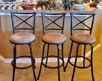 Several sets of bar stools