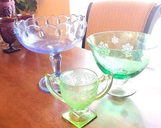 Depression glass pieces