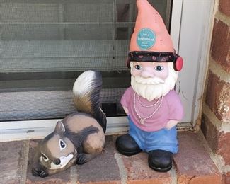 Several Gnomes and other outdoor decor