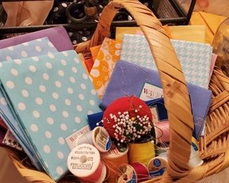 Sewing supplies & fabric squares