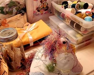 Sewing supplies & fabric squares