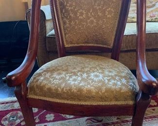 #22- Vintage Upholstered Chair on Casters- 32" high x 20" deep x 24" wide- $50