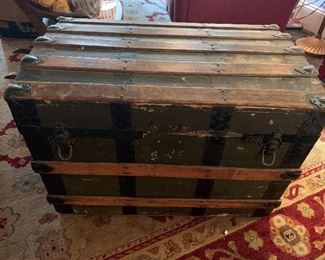 #26- Antique Steamer Trunk (with modified side handles)- 30" wide x 19" deep x 21" tall- $80