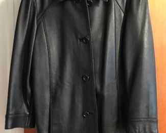 Black leather women’s coat