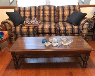 Traditional plaid sofa