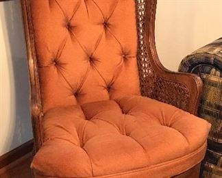 Mid Century Caned wingback chair