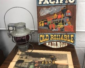 Railroad Lantern and painted sign