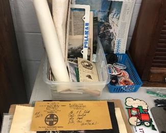 Railroad pins, papers, calendars, posters, and collectibles