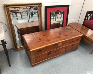 Cedar chest and mirrors