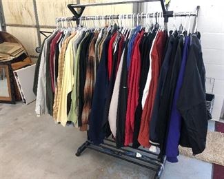 Nice selection of clothes, jackets, coats, and chiefs gear