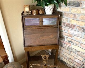 Antique Secretary with Slag Glass