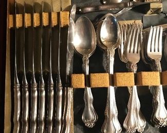 George and Martha Washington Westmoreland Sterling Silver Flatware Set.  64 ounces. 43 Pieces. $1200.00