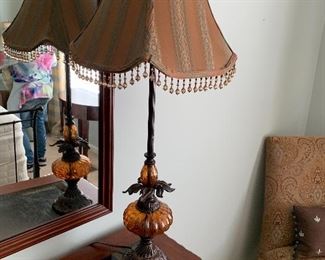 Table Lamp Bronze/Metal Tortoise Shell Glass