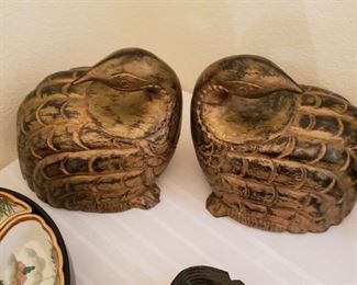 Hand Carved Japanese Bird Figures-Large