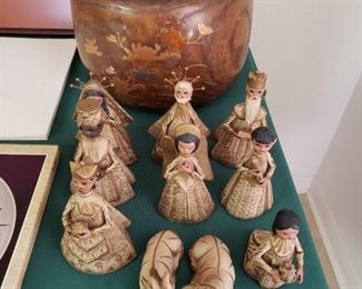 Rare Pottery Nativity Set