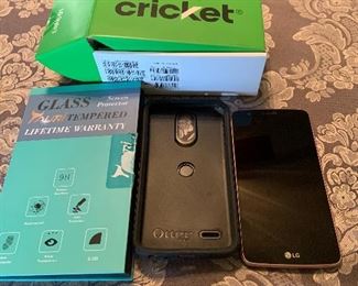 LG rose gold phone, otter case, screen saver, box, receipt 