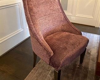 Set of 8 Century Dining Chairs by Century with Fabricut fabric in Bari Plum 