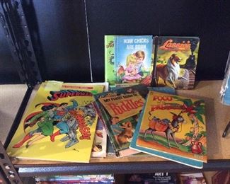 Children's books from the 40, 50s, 60's and 70s.  We even have coloring books never used. 