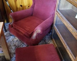 Burgundy Lounge Chair and Ottoman