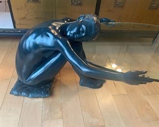 Exceptional Vintage Female Nude Sculpture Coffee Table (Brass) 