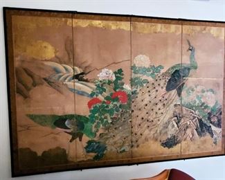 Antique Japanese Screen
with peacocks and peonies, c. 1870
58" x 89"
$900.00
Note: Has minor damage that was repaired
at the Metropolitan Museum of Art, NYC