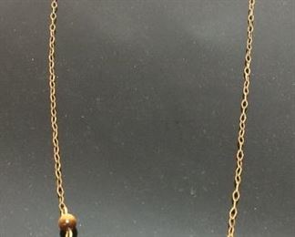 14KT GOLD NECKLACE w TIGERS EYE