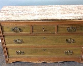 MID CENTURY MARBLE TOP CHEST OF