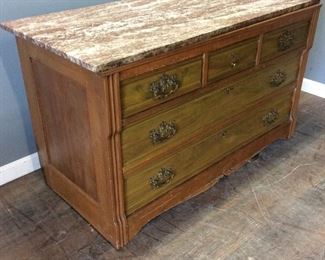 MID CENTURY MARBLE TOP CHEST OF