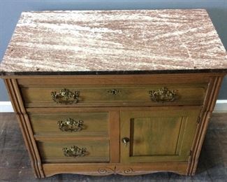 MID CENTURY MARBLE TOP 4 DRAWER