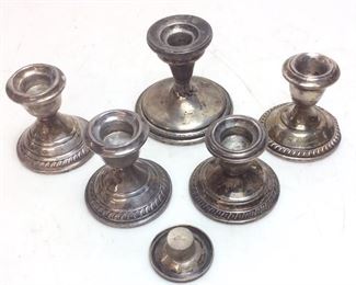 VTG. WEIGHTED STERLING SILVER CANDLE HOLDERS