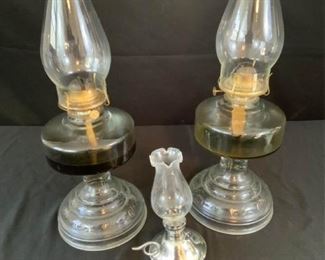 Antique Matching Hurricane Oil Lamps