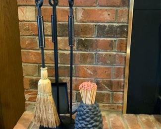 Black Iron Fireplace Set