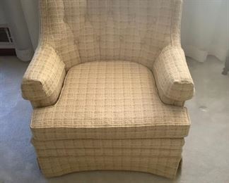 MidCentury Modern Cream Plaid Chair