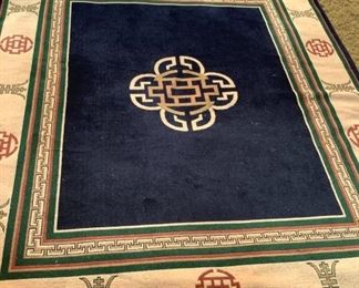 Oriental Navy Blue Pink Rug